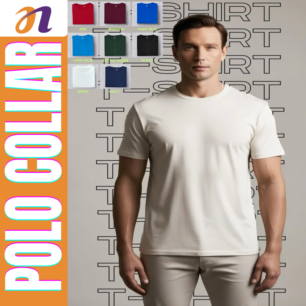 Men Round Neck Plain T Shirt