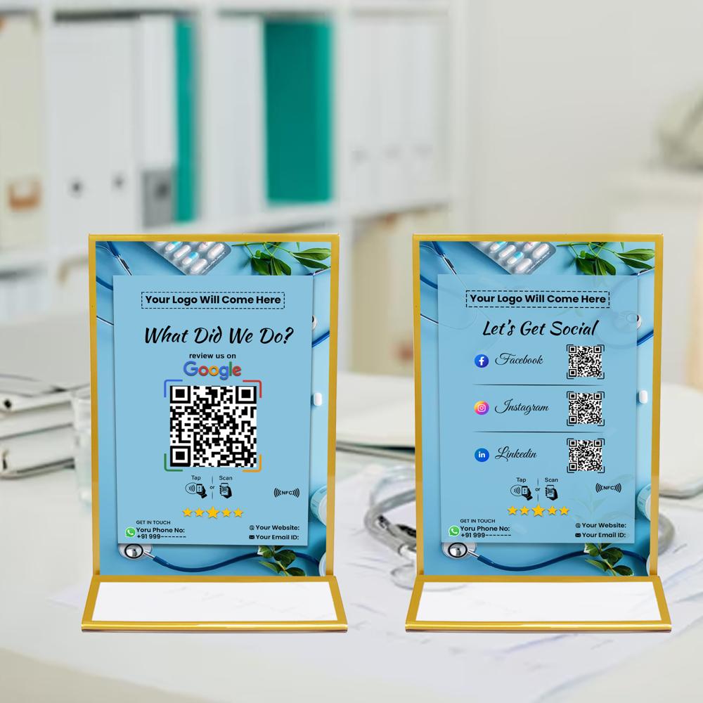 Quaapps Acrylic Google Review & Triple Social Media Scanner Stand