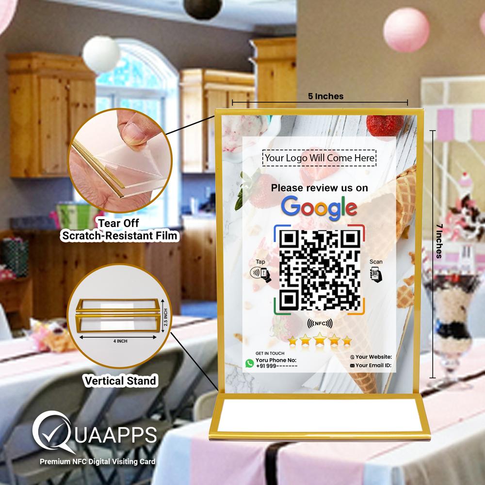 Quaapps Acrylic Google Review & Triple Social Media Scanner Stand