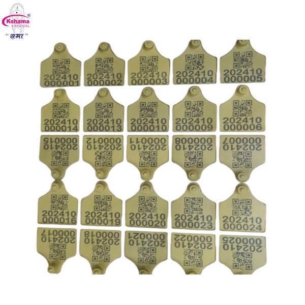 Livestock Ear Tags Numbered QR Code Animal Ear Tagger Identification ID Ear Tag Size 75 x 115 Cattle and Buffalo 50 PCS Yellow