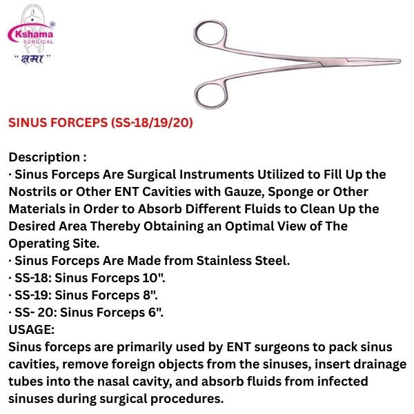 Sinus Forceps 10 Inch I Surgical Instrument Rust Proof Ss (1 Pcs) - Color: Silver