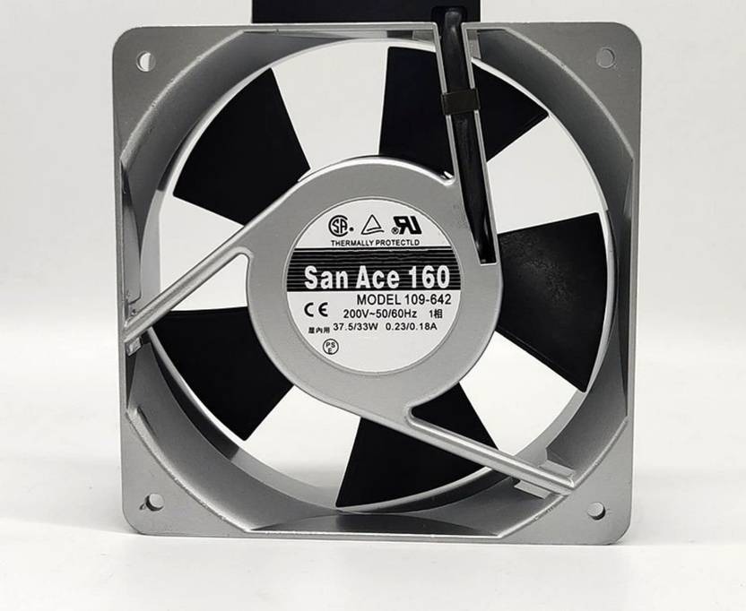 SanAce 109-642 Axial Fan 200V-60Hz 33W 0.23A DC Cooling Fan 160*51mm 2PIN Fan with Heat Sinks All in one Cooler  (Silver, Metal)