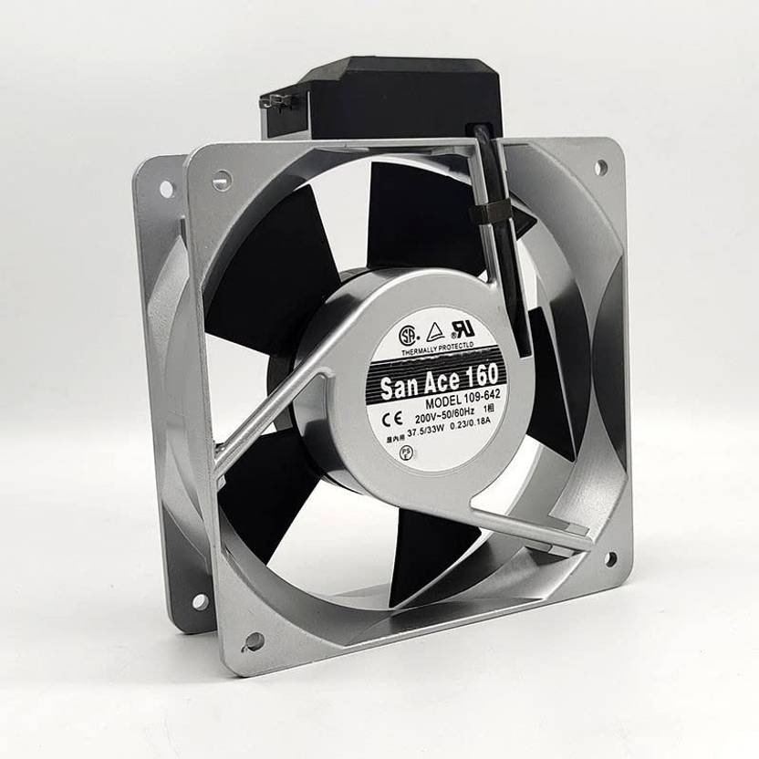 SanAce 109-642 Axial Fan 200V-60Hz 33W 0.23A DC Cooling Fan 160*51mm 2PIN Fan with Heat Sinks All in one Cooler  (Silver, Metal)