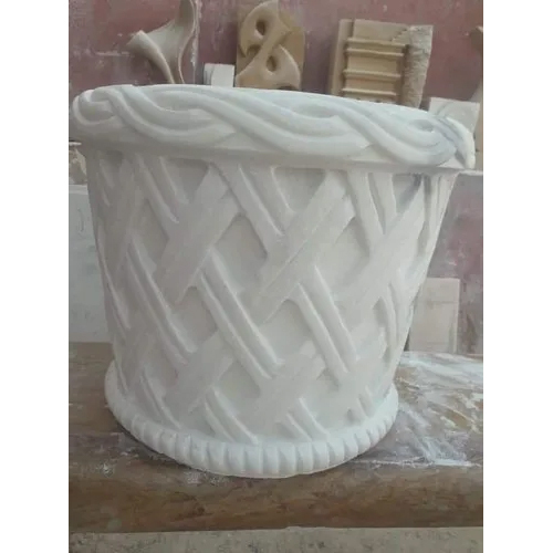 Marble Flower Pot - Color: White