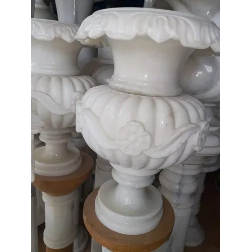 Marble Flower Pot - Color: White