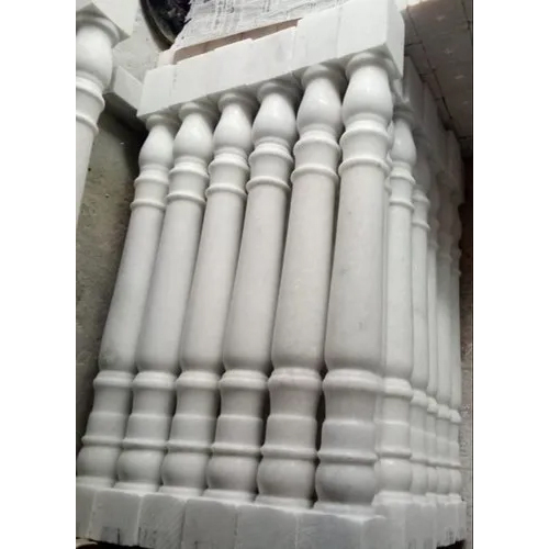 White Marble Railing Pillar - Size: As Per Requirement