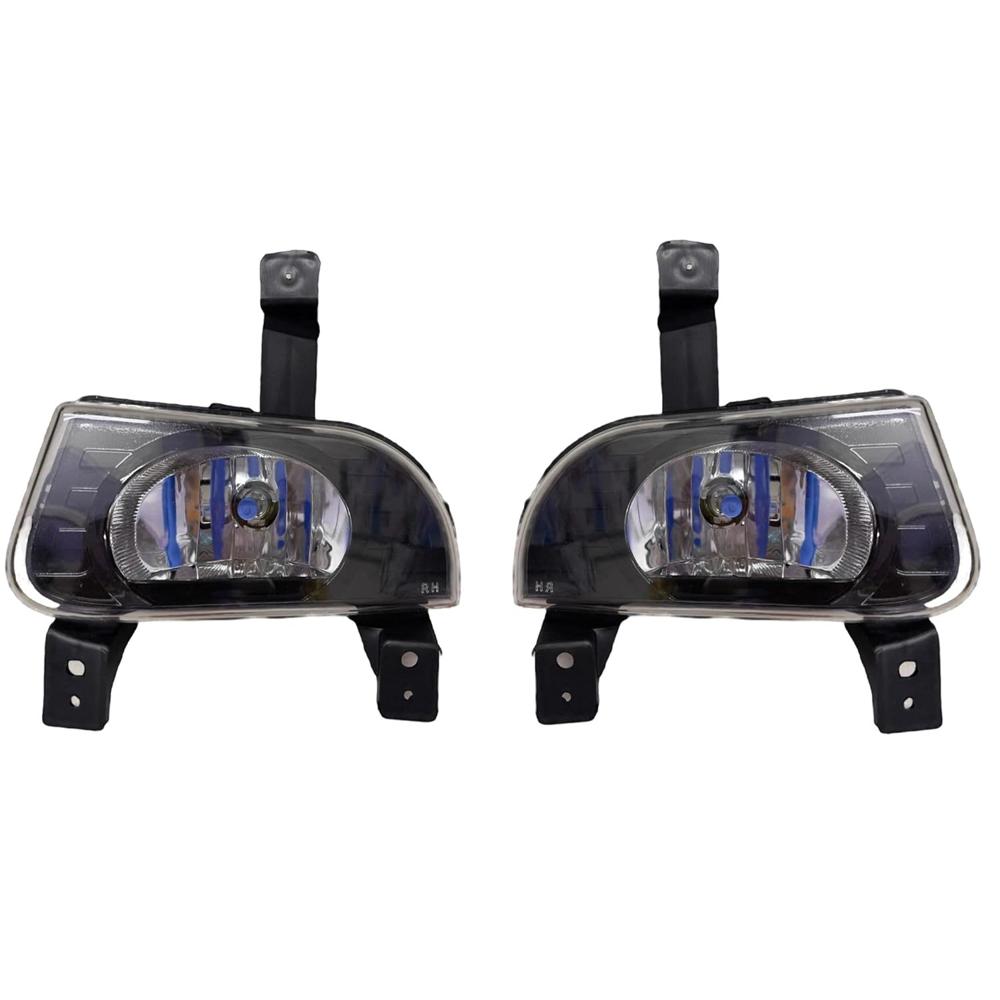K D Fog Lamp Set For Mahindra Scorpio Mhawk/verito (Pair) With Bulb (Black) 2008-2017 - Color: Yellow