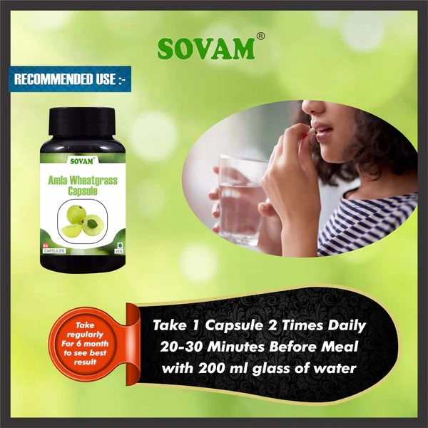 Sovam Amla Wheatgrass Capsule - Age Group: For Adults