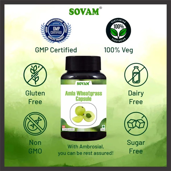Sovam Amla Wheatgrass Capsule - Age Group: For Adults