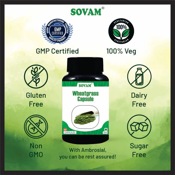 Sovam Wheatgrass Capsule - Age Group: For Adults