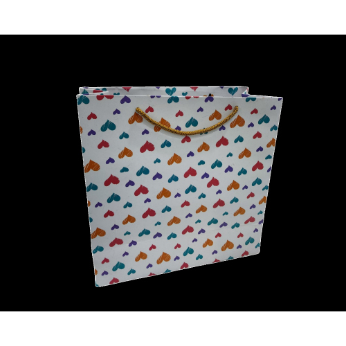 Printed Paper Bag - 11 X 3.5 X 9 Inch - Color: White