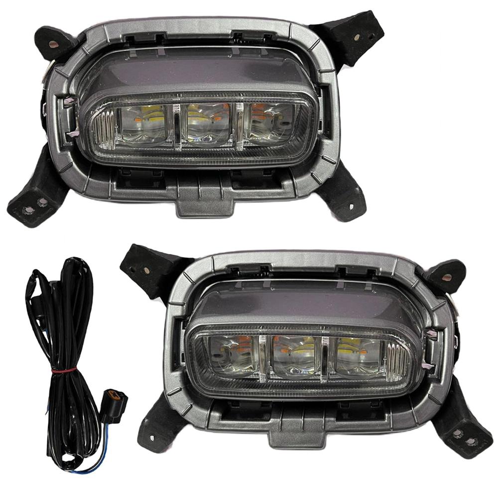 K D Fog Lamp Set For KIA Seltos Ice Cube Type LED With Complete Kit (PAIR) 2019-2023