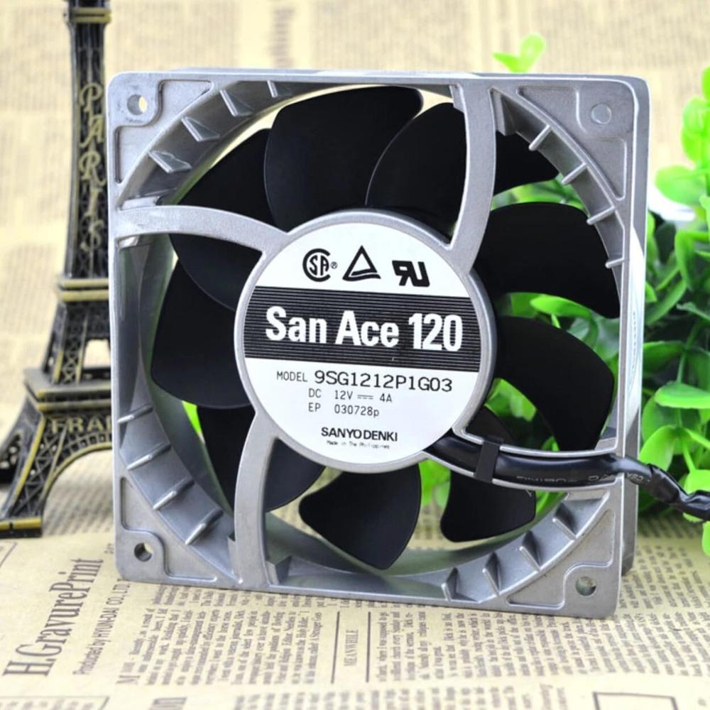 SanAce 9SG1212P1G03 Axial Fan 12V-4A DC Brushless Air Cooling Fan 6000 RPM 120 * 120 * 38mm 4Wire (Metal)