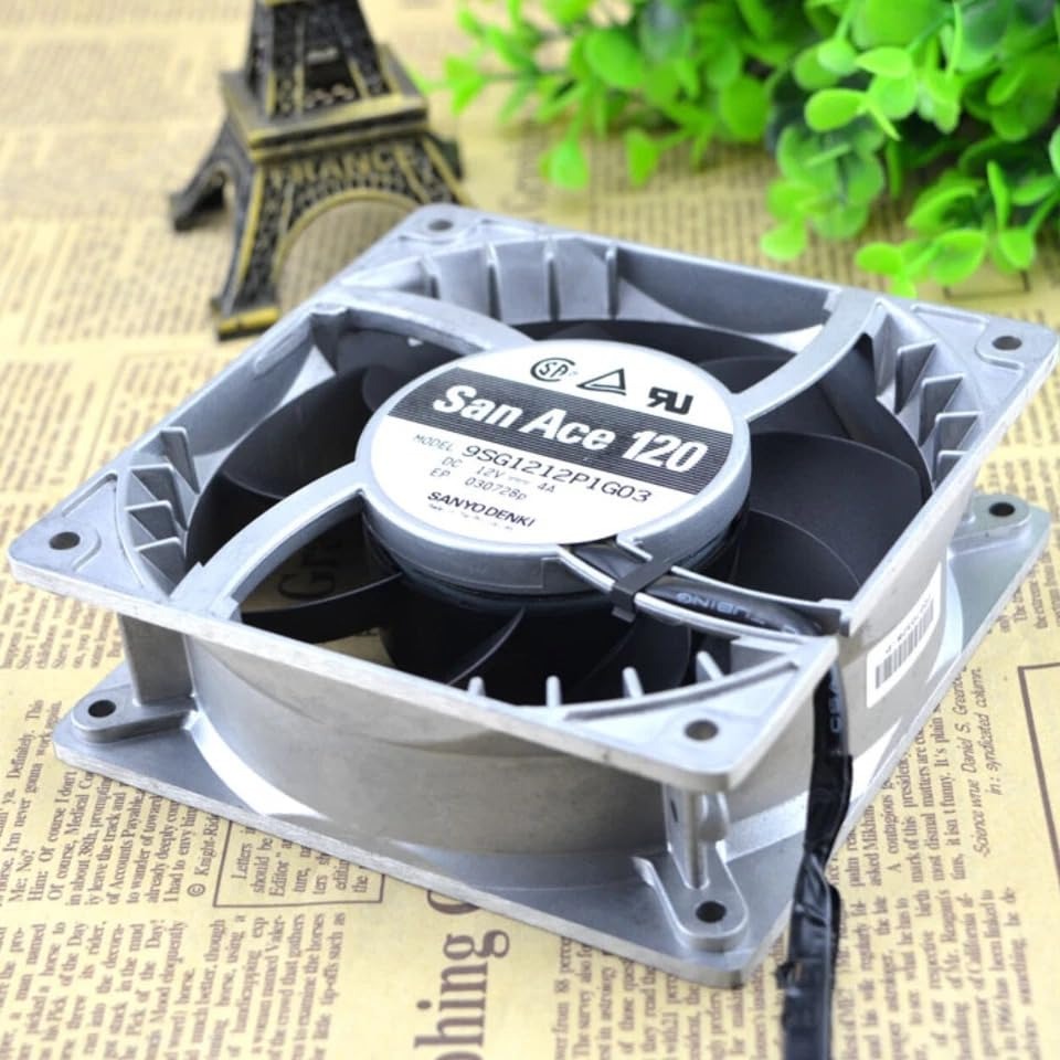 SanAce 9SG1212P1G03 Axial Fan 12V-4A DC Brushless Air Cooling Fan 6000 RPM 120 * 120 * 38mm 4Wire (Metal)