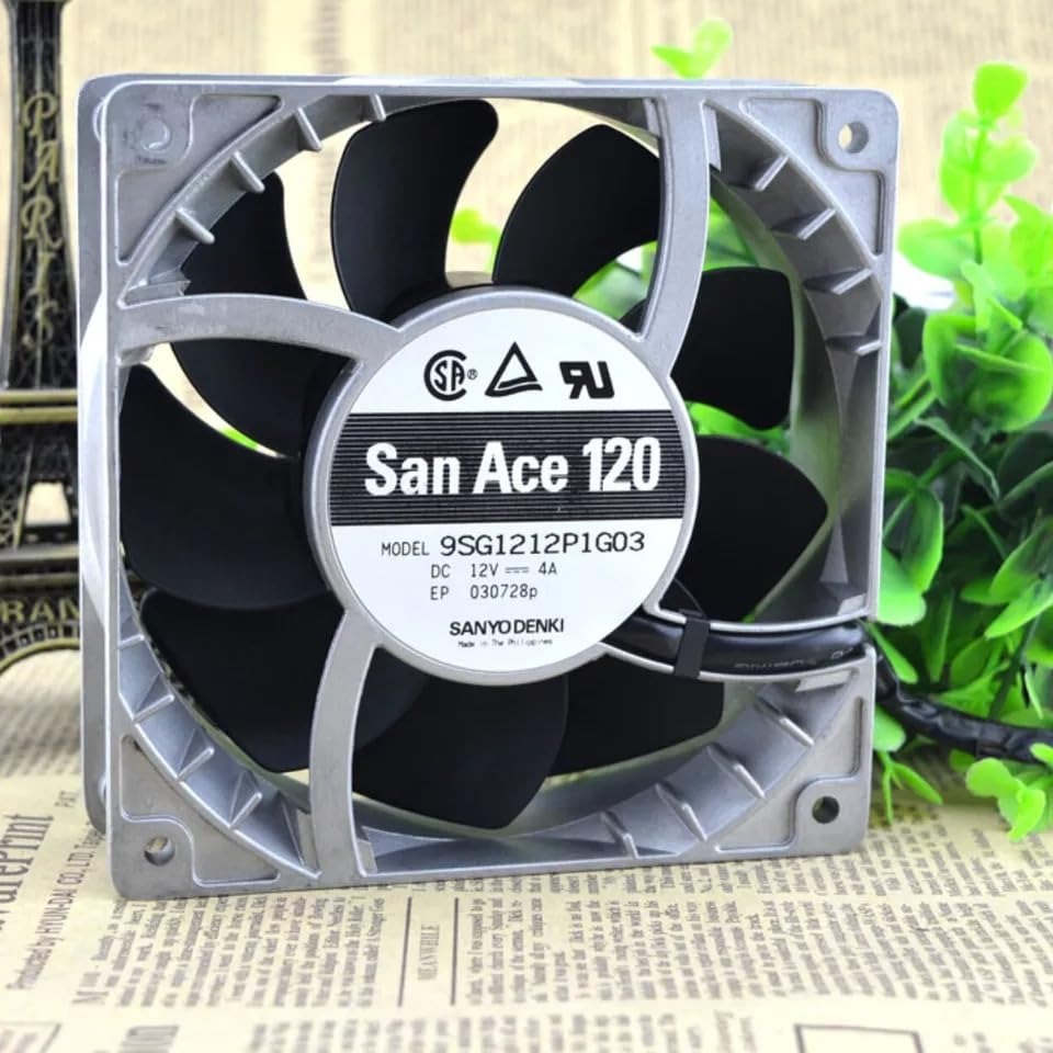 SanAce 9SG1212P1G03 Axial Fan 12V-4A DC Brushless Air Cooling Fan 6000 RPM 120 * 120 * 38mm 4Wire (Metal)