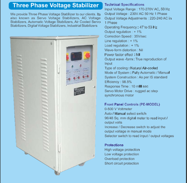 Three Phase Voltage Stabilizer