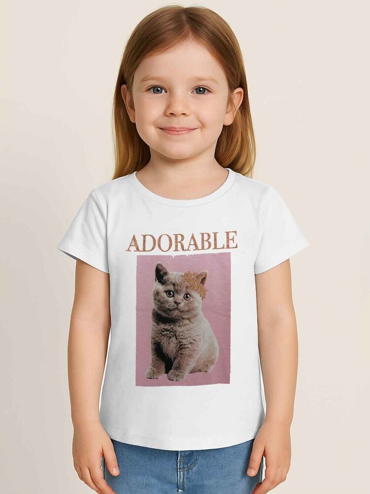Girls Glitter Printed T Shirt