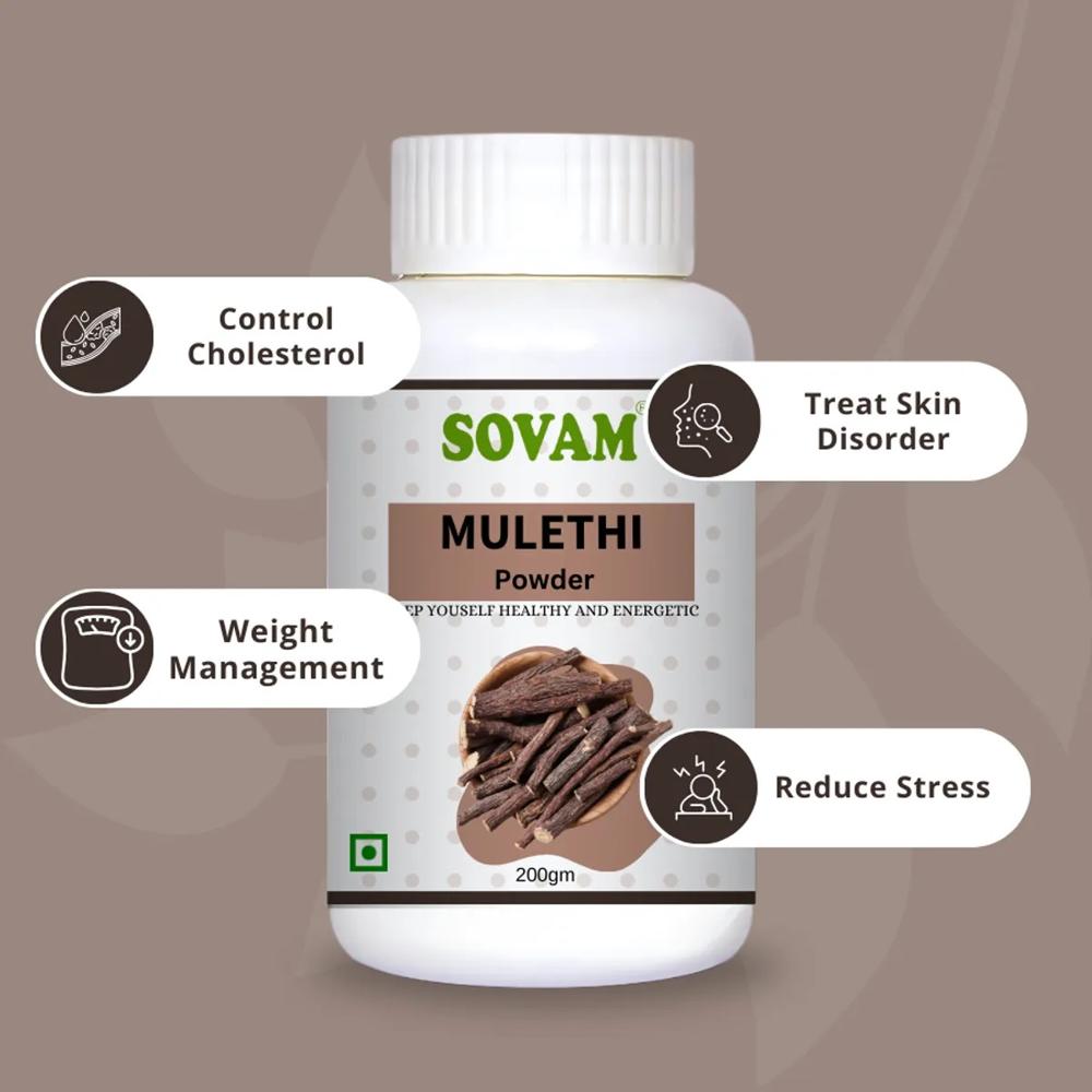 Sovam Mulethi Powder 200gm - Efficacy: Promote Healthy & Growth