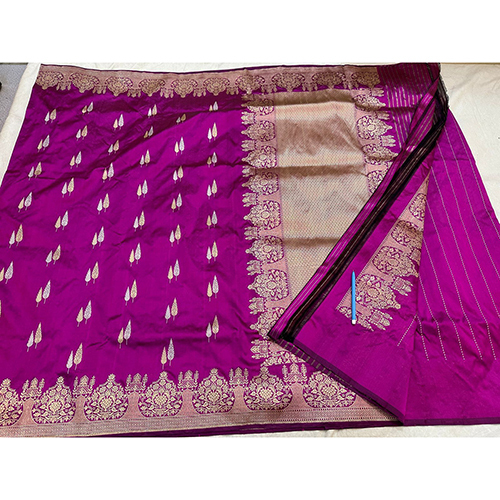 Banarasi Pure Katan Silver And Gold Zari Handloom Kadwa Weaving Silk Saree
