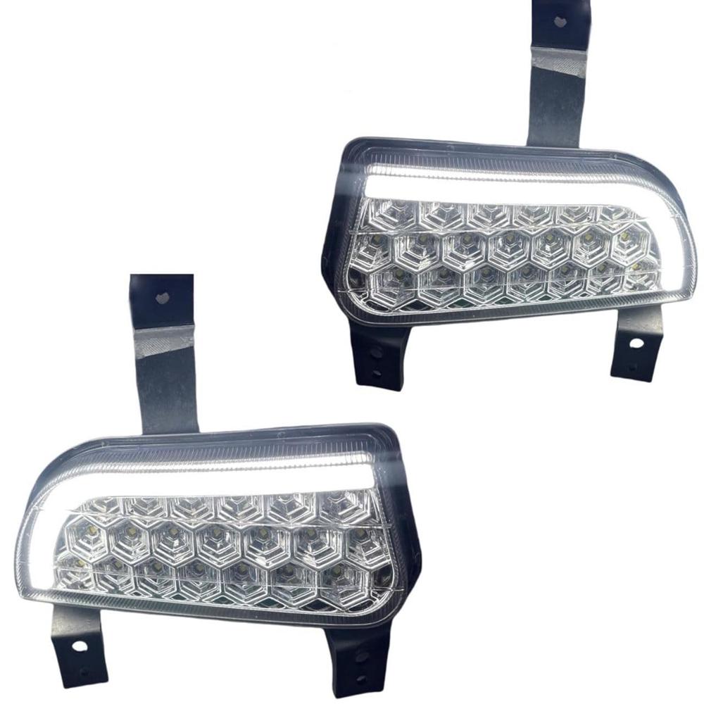K D DRL LED Fog Lamp Set For Mahindra Scorpio Mhawk/Verito 2008-2017/ Bolero NEO 2021-NOW With Bulb, Wiring, Relay & Switch (Pair)