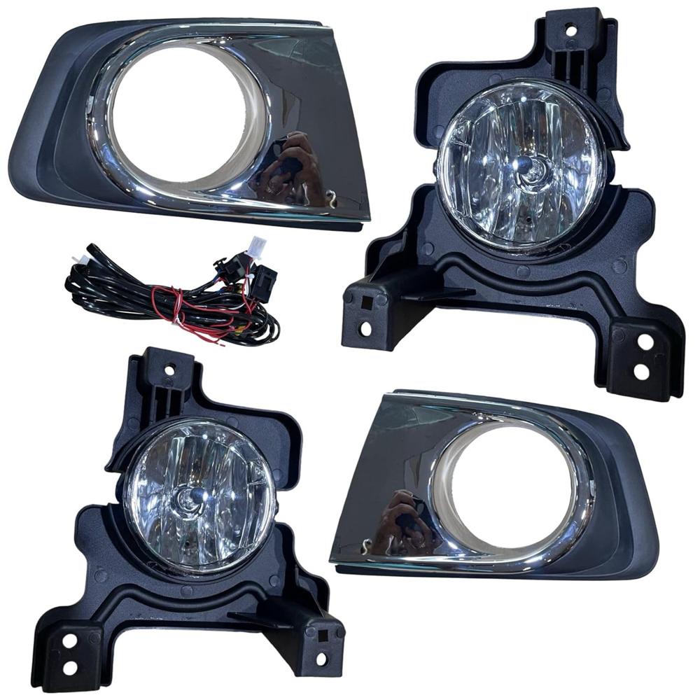 K D Fog Lamp Set For Mahindra Scorpio With Wiring & Chrome Cover (Right & Left Side) Pair 2018-NOW (Complete Kit)