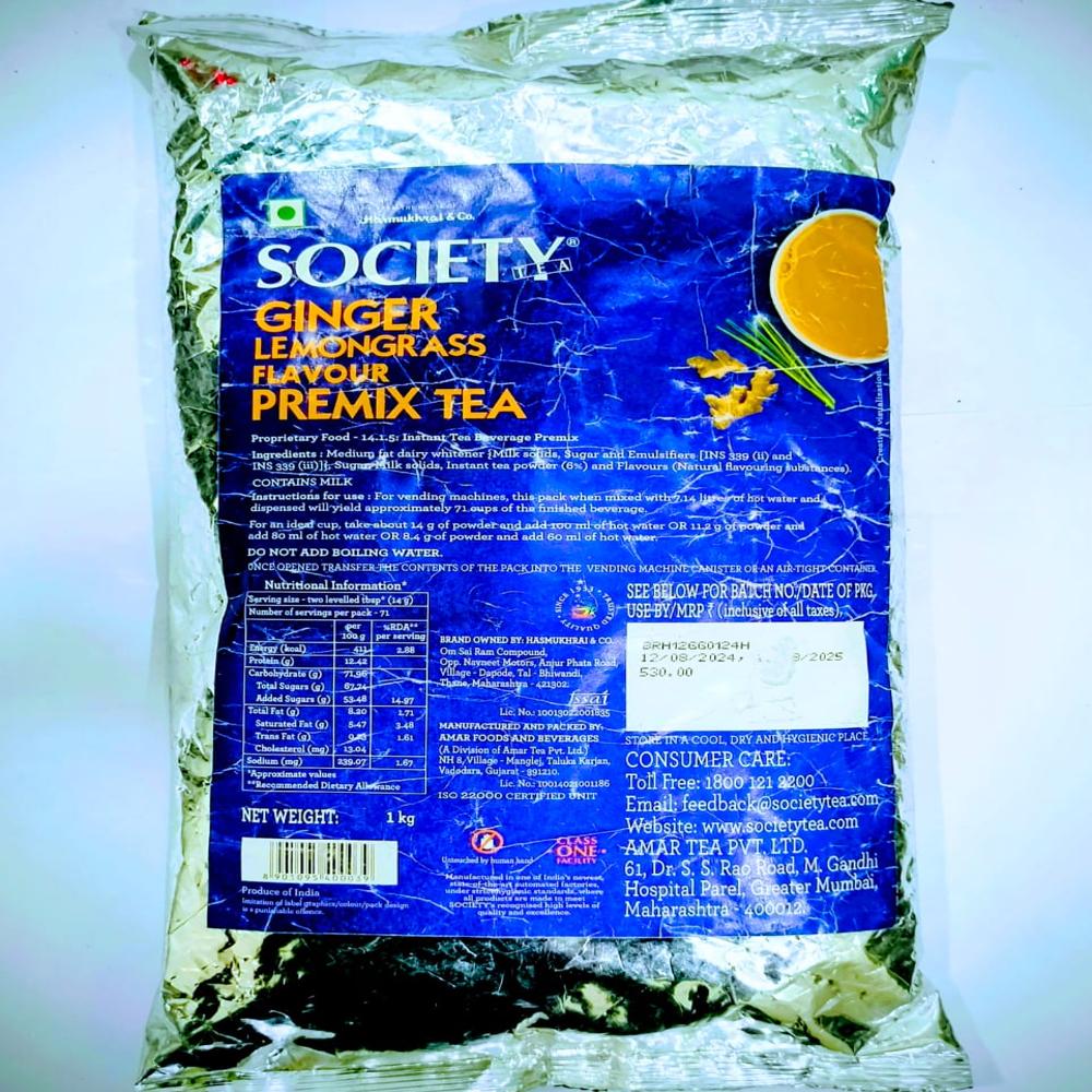 Society Ginger Lemon Grass Flavour Tea Premix