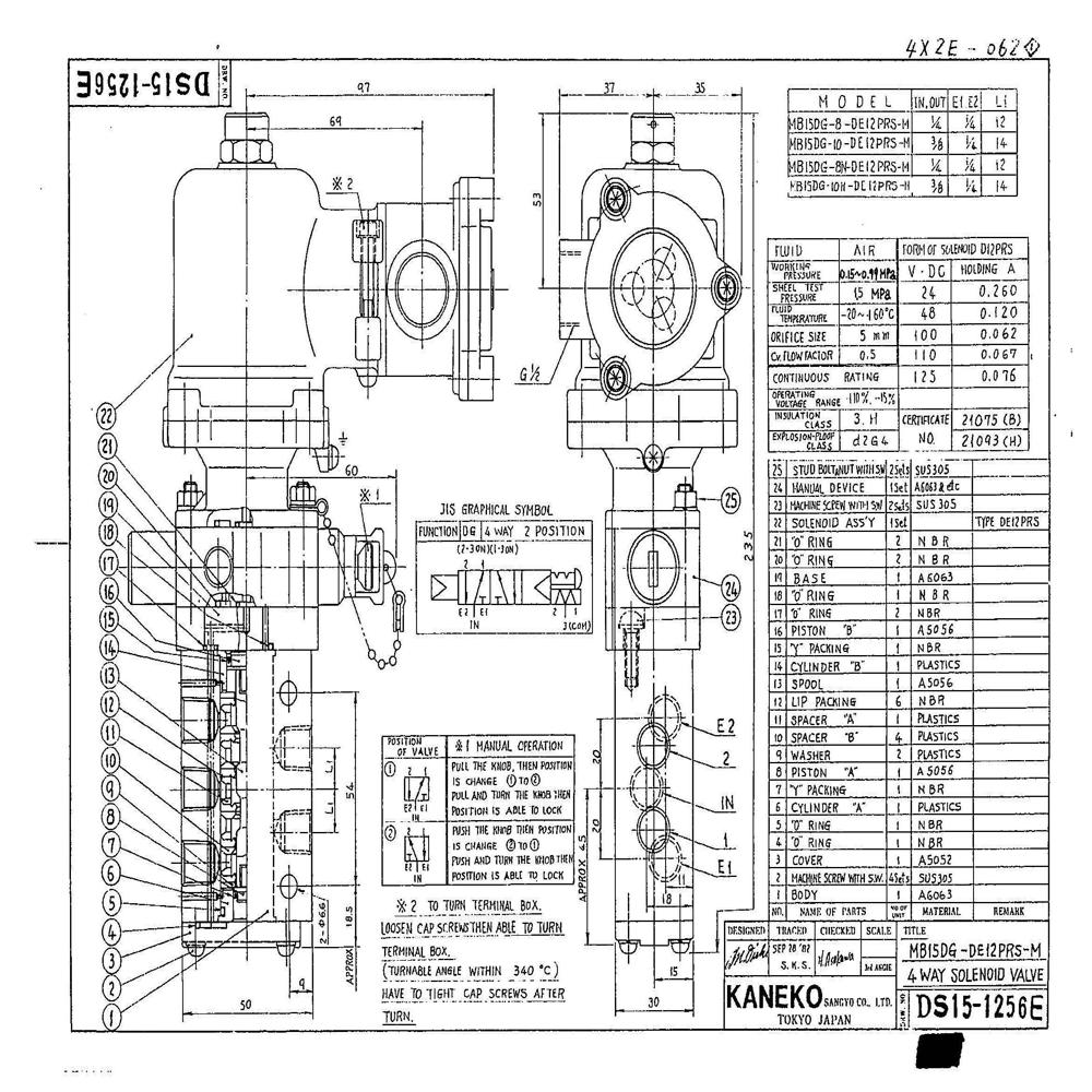 Kaneko 4-way solenoid valve (SINGLE) -MB15G SERIES