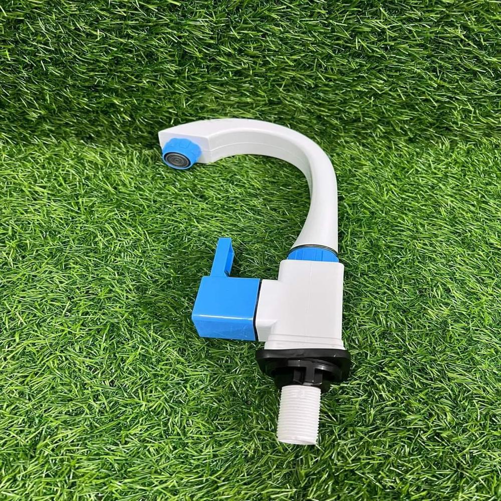 Ptmt Swan Neck Tap - Color: White And Blue