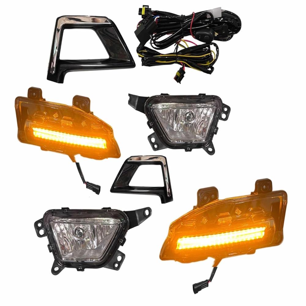 K D Fog Lamp set for Mahindra XUV 300 With Chrome Bezzel, Upper DRL & Wiring (Complete Kit) 2019-2023