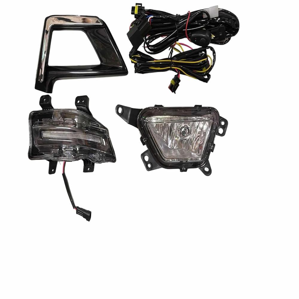 K D Fog Lamp set for Mahindra XUV 300 With Chrome Bezzel, Upper DRL & Wiring (Complete Kit) 2019-2023