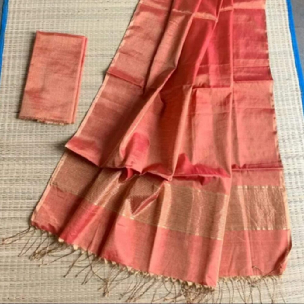 Ladies Tissue Linen Saree - Design: Solid Solid