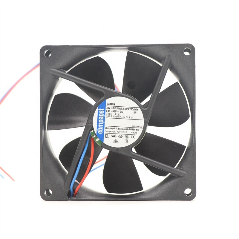 ebmpapst 3418N 48V DC 92 X 92 X 25 mm 9225 9cm 2.4W 2700RPM 82m3/h 33dBA Ball Bearing Drive Module Lithium Battery Cooling Fan