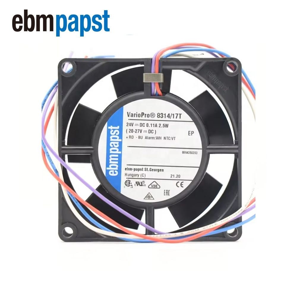 ebmpapst 8314/17T 24V DC 0.11A 1.75W 36dBA 3300RPM 31.78 CFM Ball Bearing Inverter Axial Flow Cooling Fan 8314/2H