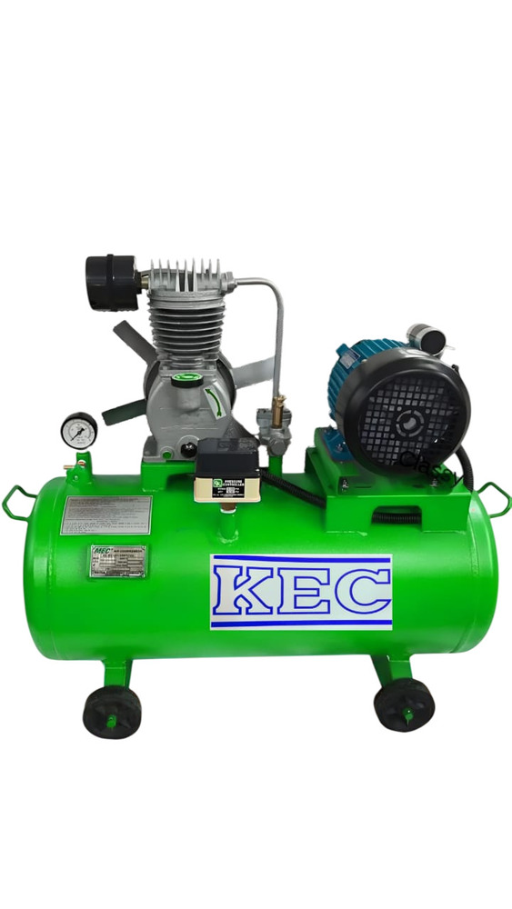 Single Stage Two Cylinder Air Compressor - Color: Green Paint Coated