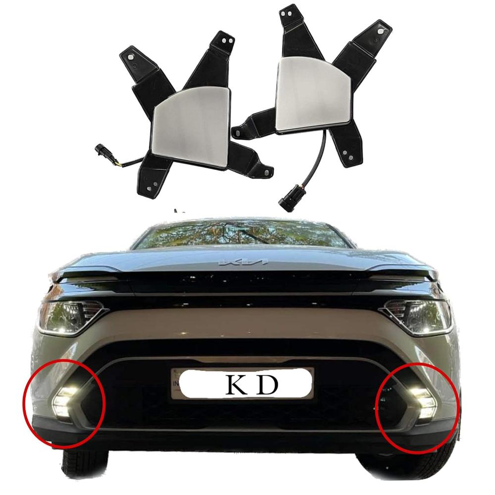 K D Fog Lamp Set For Kia Carens (Pair) Halogen White & Indicator Lights Combo Full High Lights