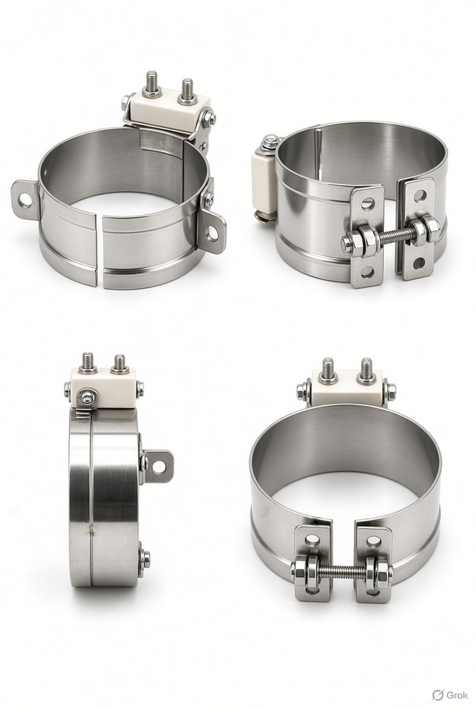 Mica Band Heaters - Silver Finish Standard Sizes | Durable Round Shape Single/Three Phase Compatibility Efficient Heat Distribution