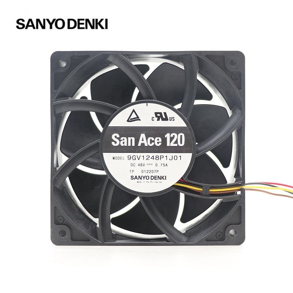 Sanyo 9GV1248P1J01 48V DC 36W 120x120x38mm 0.75A 225CFM 6400RPM Ball Bearing Wire Leads Server Axial Cooling Fan