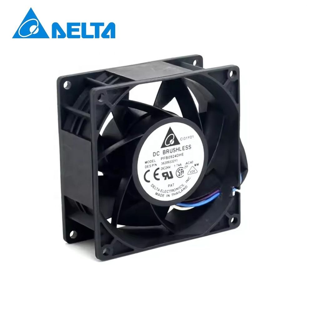 Delta PFB0924DHE-GT7 9238 9cm 92x 92x38mm 24V DC Ball Bearing Lead Wires Small CPU Server Inverter Axial Cooling Fan