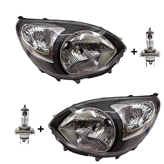 K D Headlight Assembly For Maruti Suzuki Alto 800 Type 1 With Bulb (Right & Left Side) 2012-2016 ( Without Adjustable Motor) - Features: Waterproof