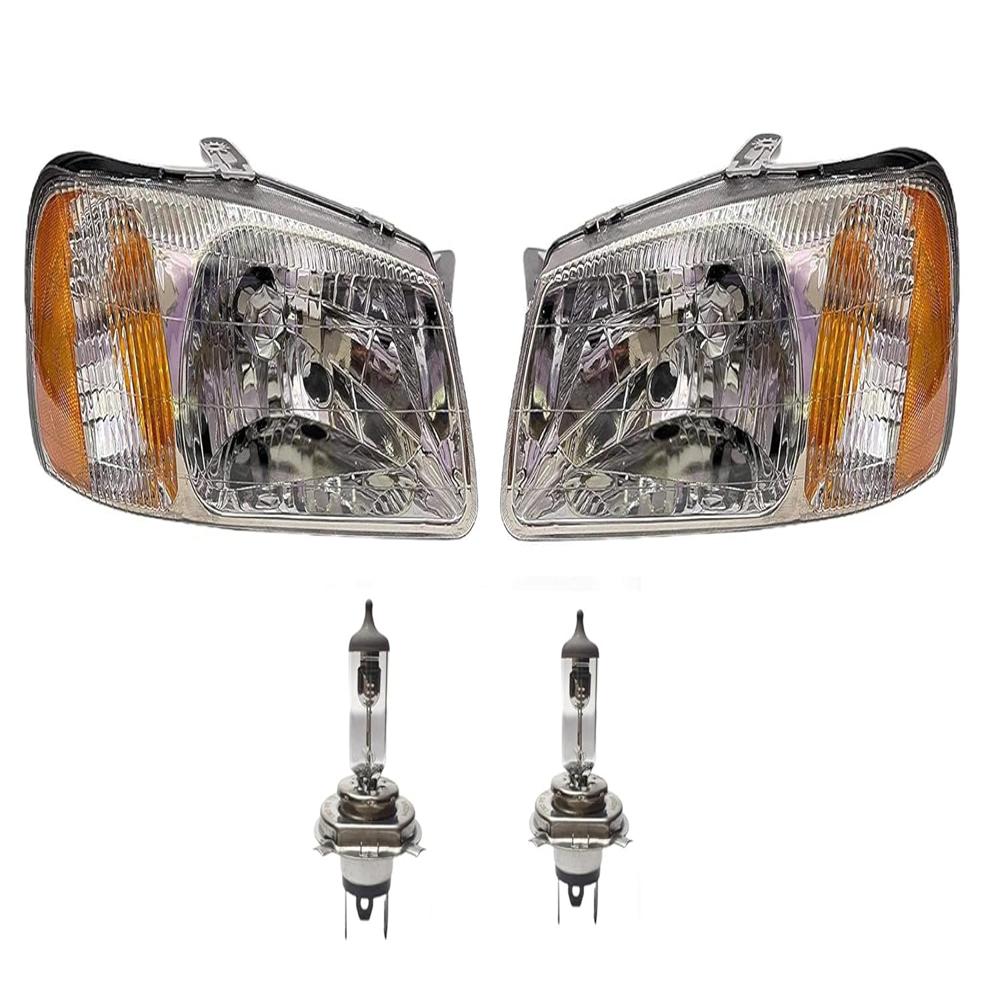 K D Headlight Assembly For Hyundai Accent With Bulb H4 12V 55/60W Type 2 (Both Sides)1999-2012 Pair ( Without Adjustable Motor), Halogen - Features: Waterproof