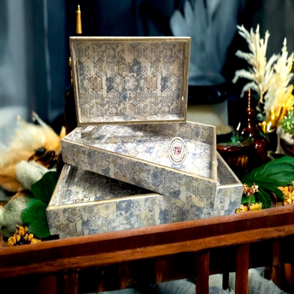 Wooden Meena Tray set of 3