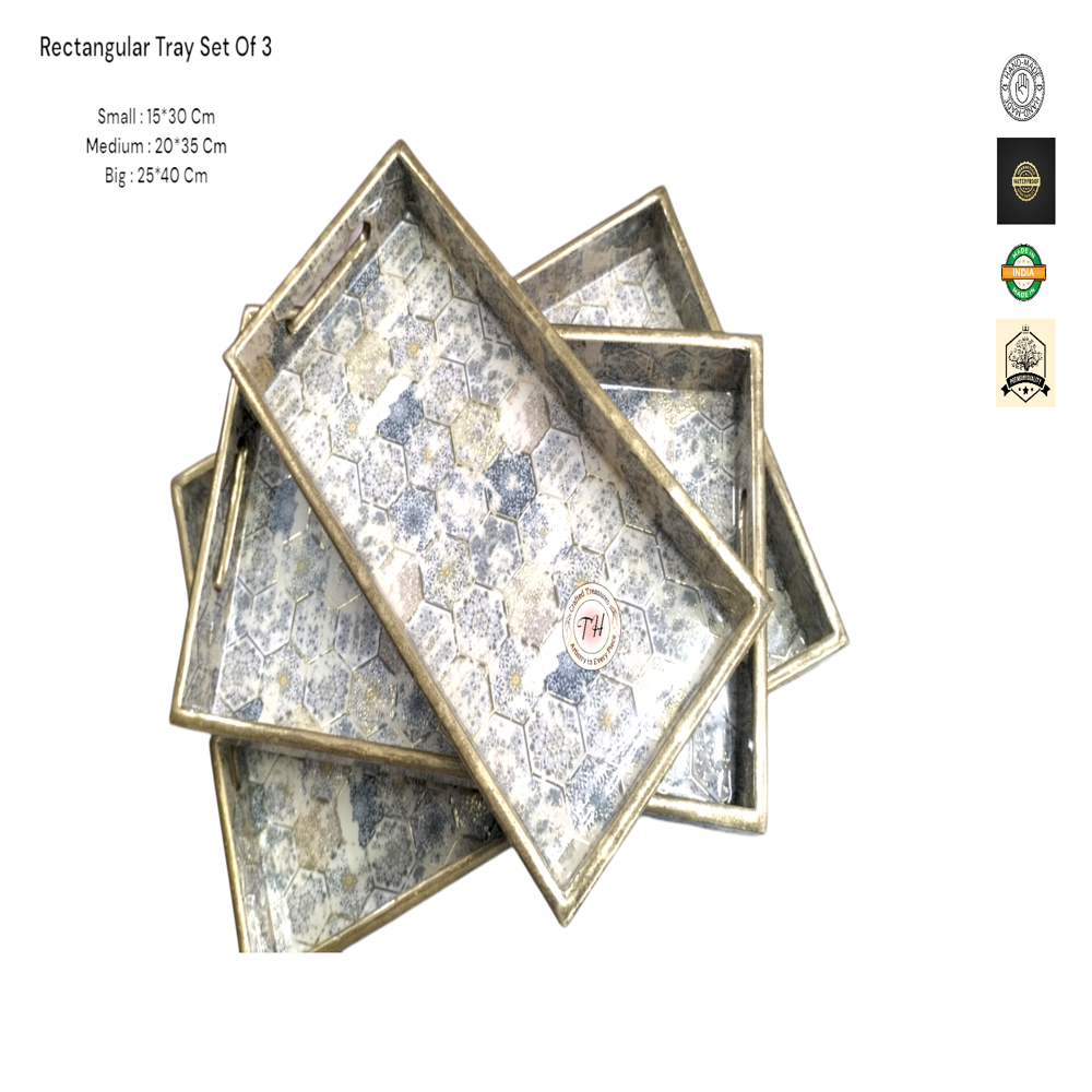 Wooden Meena Tray set of 3