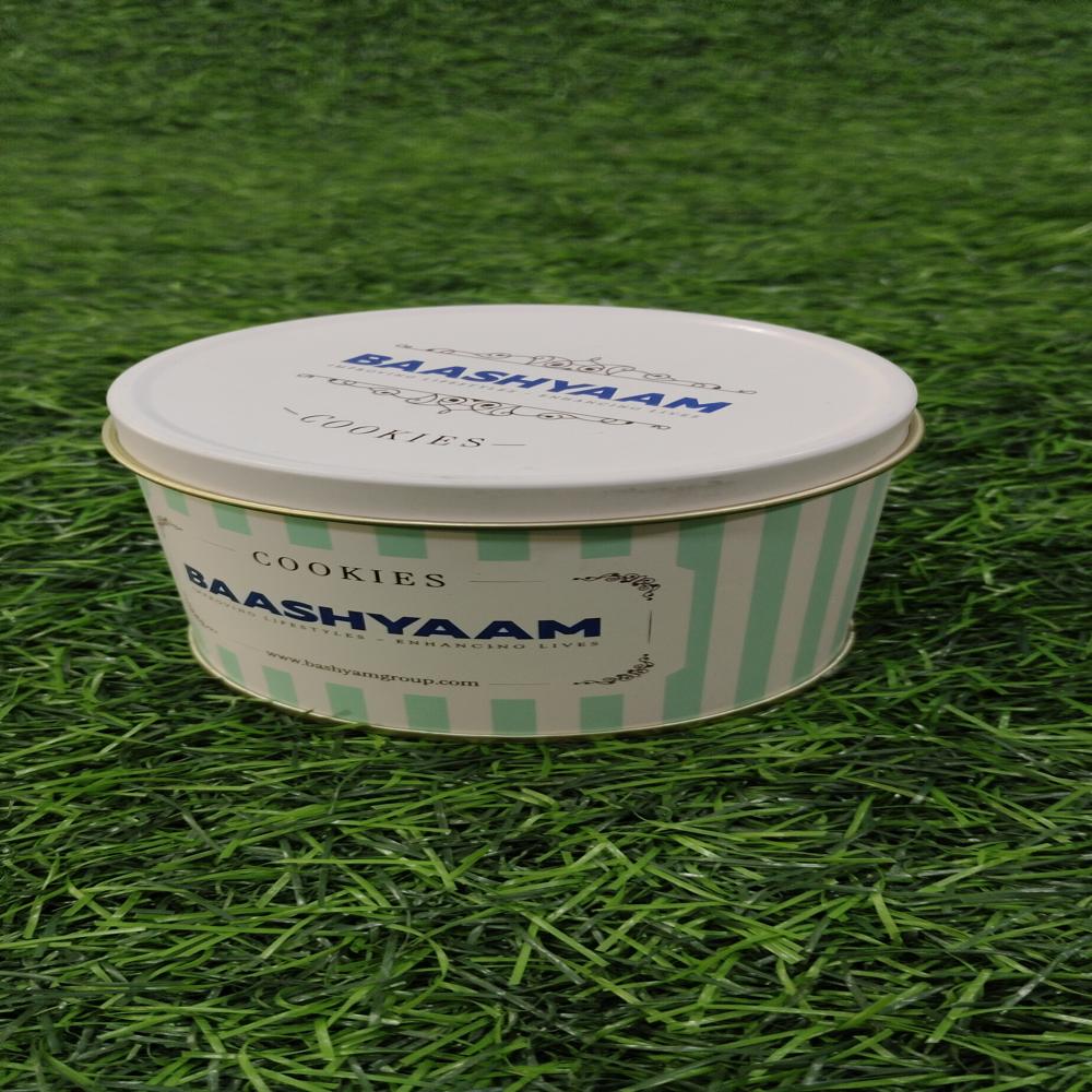 Cookie Tin Container - Metal, Round, Multicolor | Eco-friendly, Smooth Finish, Food Safety Grade, Water Resistant