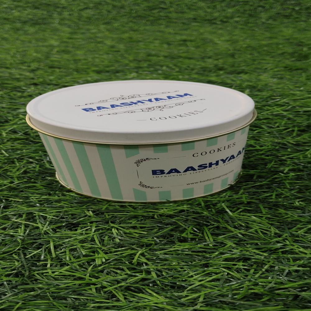 Cookie Tin Container - Metal, Round, Multicolor | Eco-friendly, Smooth Finish, Food Safety Grade, Water Resistant