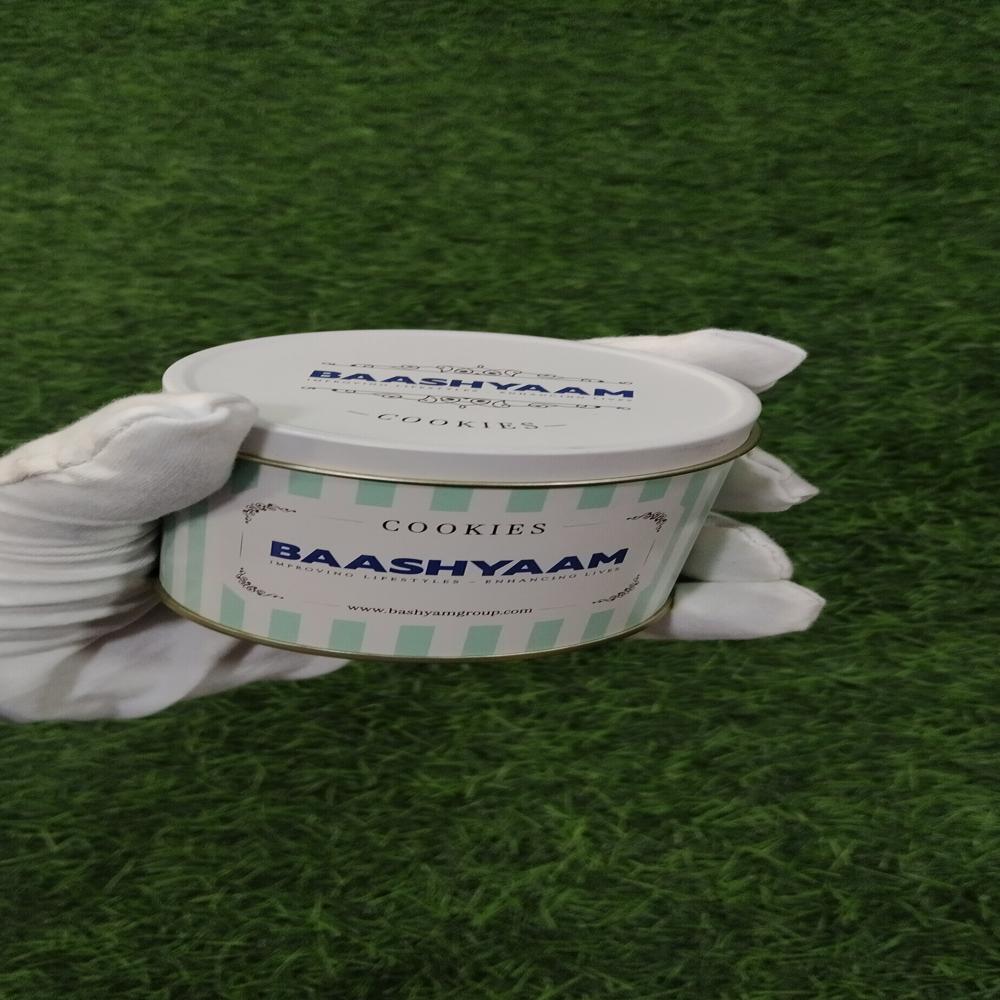 Cookie Tin Container - Metal, Round, Multicolor | Eco-friendly, Smooth Finish, Food Safety Grade, Water Resistant