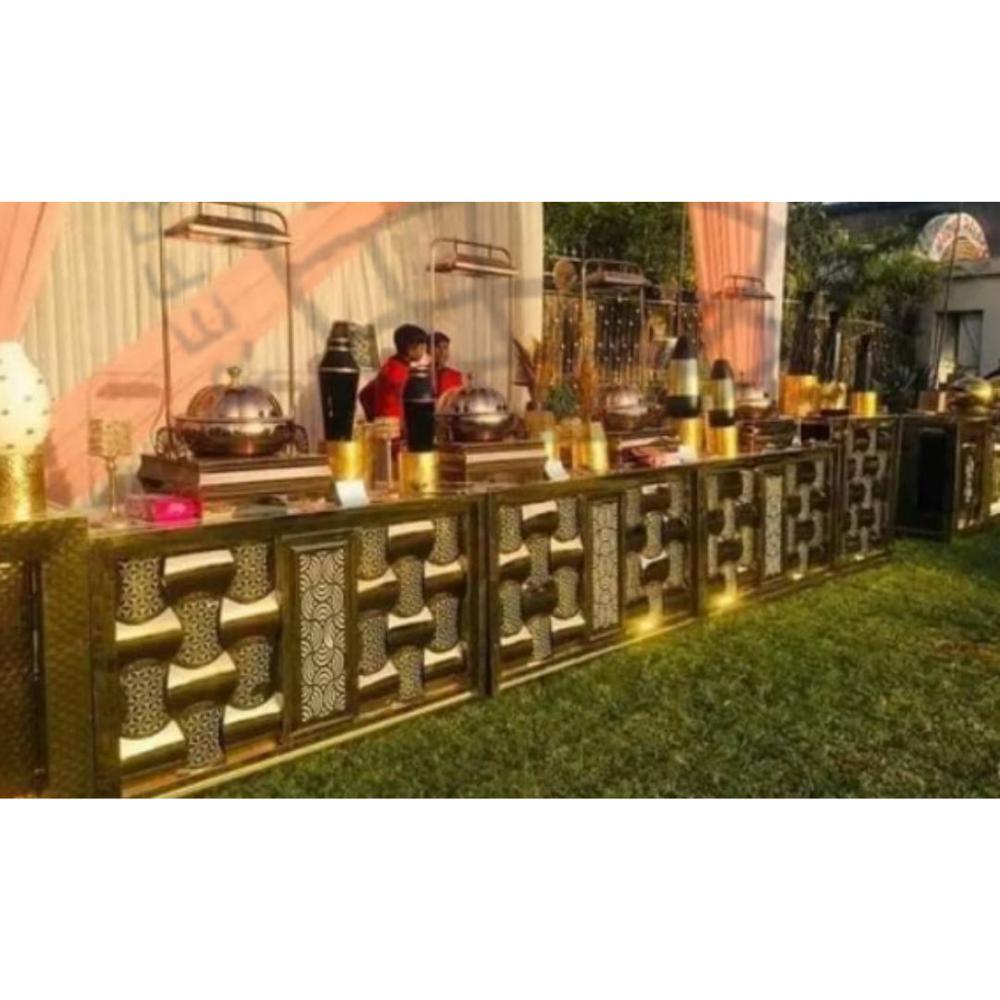 The Golden Lattice Buffet Counter - Features: Glossy Finish