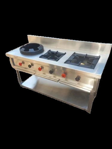 3 Burner Indian And Chinese Cooking Range - Features: High Quality