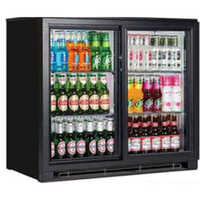 2 Door Back Bar Chiller - Mild Steel & Glass, 220-440 Volt, Black Finish | Automatic Defrost Operation, Easy Access Double-door Design