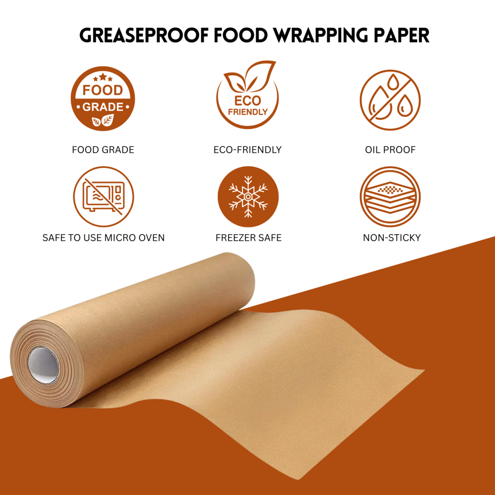 Brown Food Grade 1 Side Coated Butter Paper 25 Meter Roll - Size: 25meter