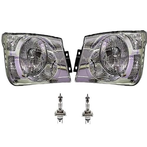 K D Headlight Assembly For Mahindra Bolero Type 2 With Bulb(2011-Now) ( Without Adjustable Motor), Led - Features: Waterproof